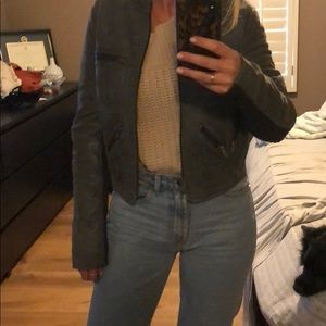 BCBG - Dark Grey Leather Moto Jacket